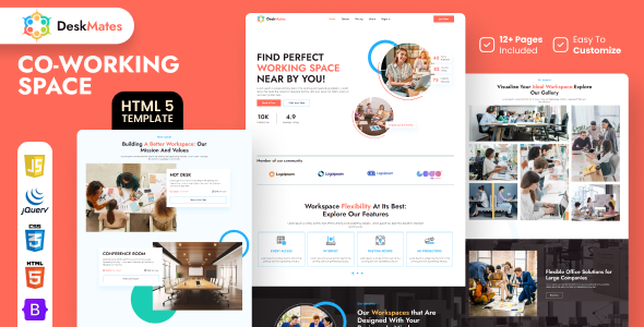 Deskmates - Office Rental And Coworking Space HTML5 Template