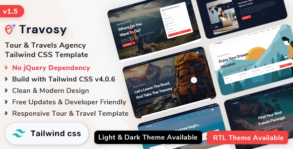 Travosy - Tour & Travel Agency Tailwind CSS HTML Template