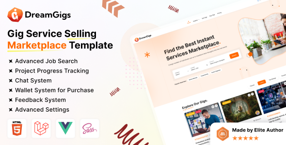 Dream Gigs - Freelance Marketplace & Service Gig Platform with Admin Dashboard Template