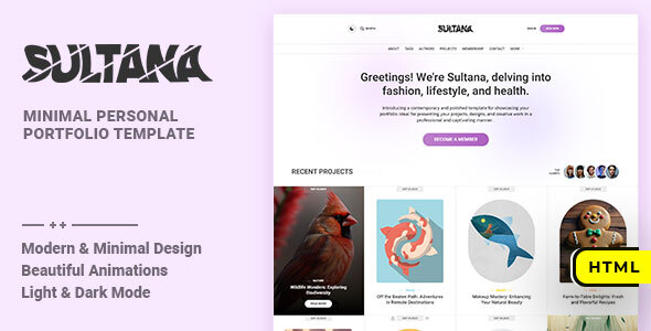 Sultana - Minimal Personal Portfolio HTML Template