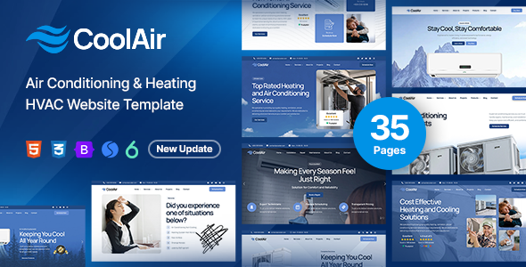 Air Conditioning & Heating HVAC Website Template - CoolAir