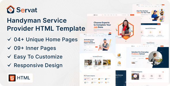 Servat - Handyman Service Provider HTML Template