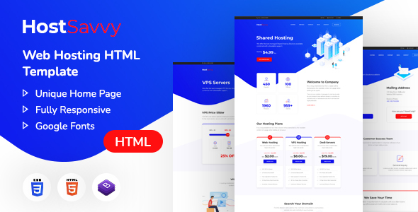 HostSavvy | Web Hosting HTML Template