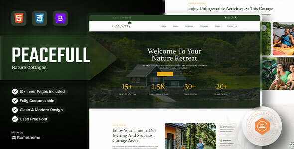 Peaceful - Nature Cottage & Camping HTML Template