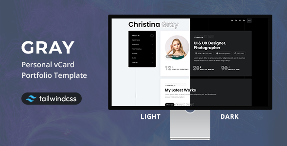 Gray - Tailwind Personal vCard/Portfolio Template