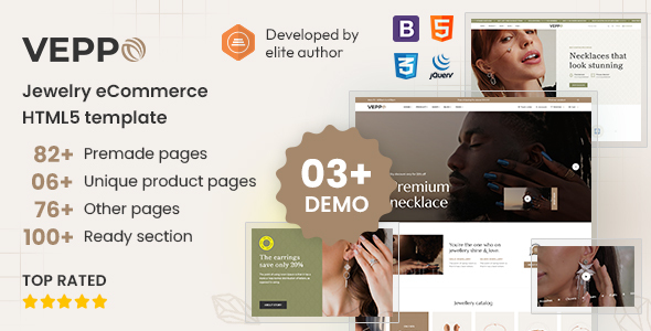 Veppo - Modern Jewelry Bootstrap eCommerce HTML5 Template