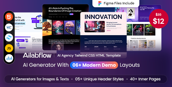 Ailabflow - Tailwind CSS AI Startup & Technology Template
