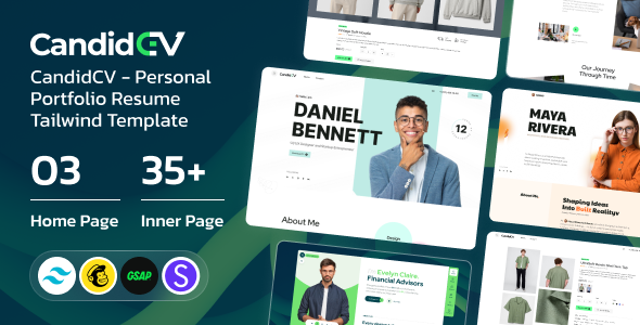 CandidCV - Personal Portfolio CV & Resume Tailwind Template