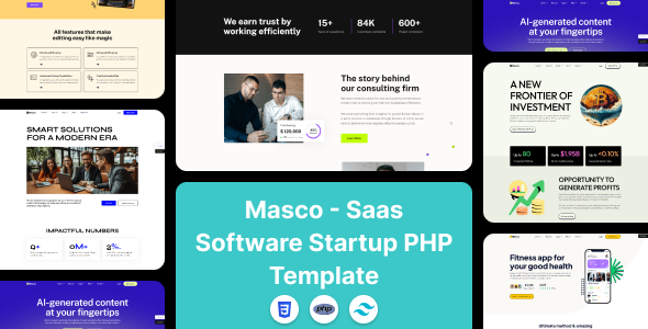 Masco - Saas Software Startup Tailwind PHP Template
