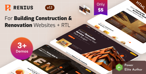 Renius - Building Construction & Renovation Company HTML Template