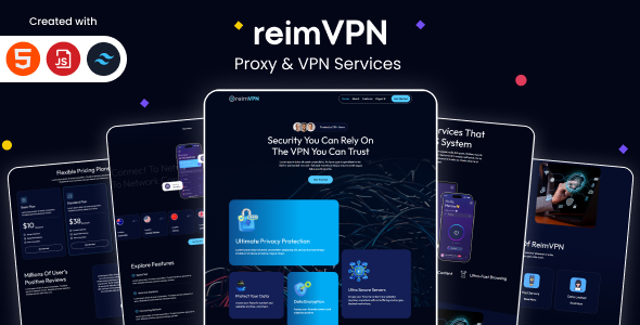 Reimvpn - Proxy & VPN Services HTML & Tailwind CSS Template