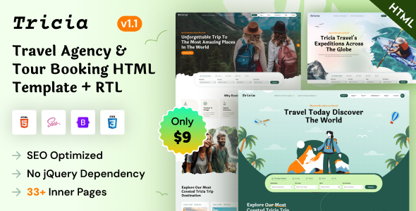 Tricia – Travel Agency & Tour Booking HTML Template