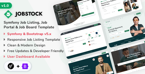 JobStock - Symfony Job Listing, Job Portal Landing & Admin Dashboard Template