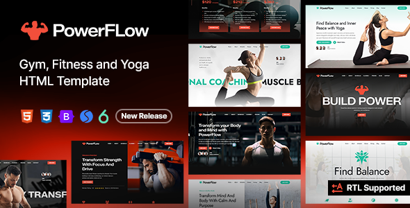 PowerFlow - Gym Fitness and Yoga HTML Template