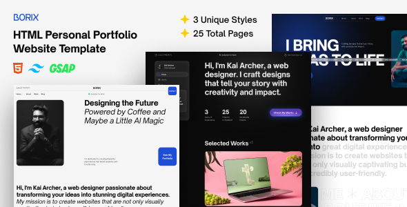 Borix - HTML Tailwind CSS Personal Portfolio Website Template