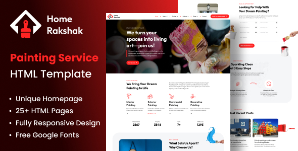 Painting Service HTML Template - Home Rakshak
