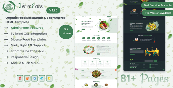 TerraEats - Organic Food Restaurant & Ecommerce HTML Template