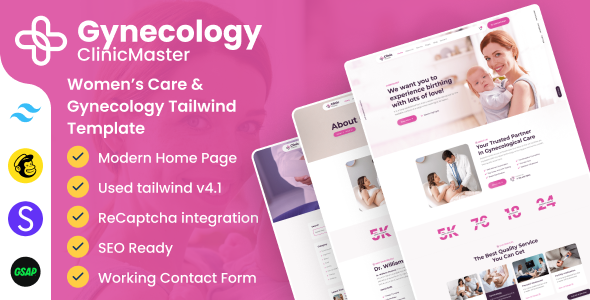 ClinicMaster - Gynecology & Women's Health Tailwind CSS Template