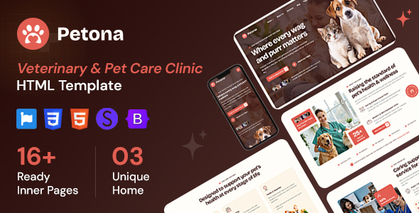 Petona - Veterinary & Pet Care Clinic HTML Template