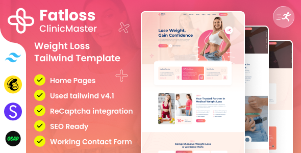 ClinicMaster — Fat Loss & Weight Management Tailwind CSS Template