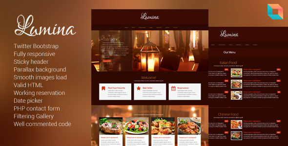 Lumina - Responsive Restaurant Website Template