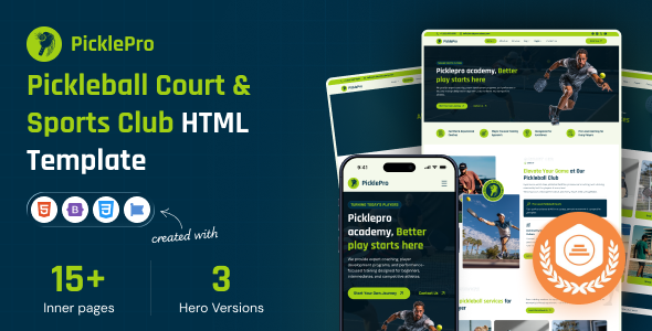 PicklePro – Pickleball Club & Sports HTML Template