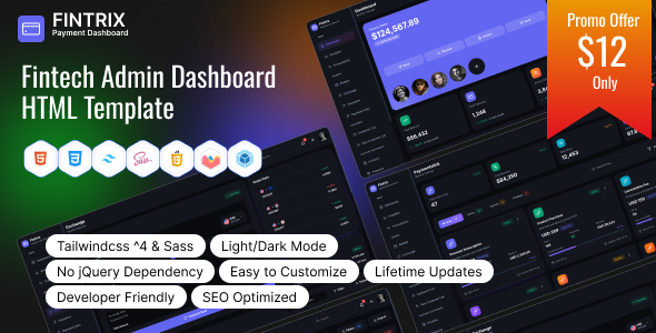 Fintrix – Fintech admin Dashboard HTML Template