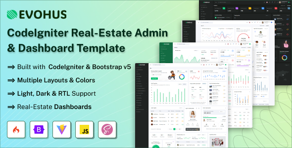 Evohus - CodeIgniter 4 Real-Estate Admin & Dashboard Template