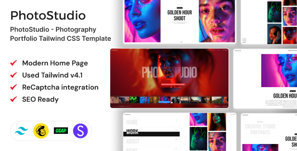 PhotoStudio - Photography Portfolio Tailwind CSS Template