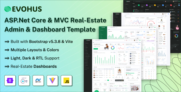Evohus - ASP.Net Core & MVC Real-Estate Admin & Dashboard Template