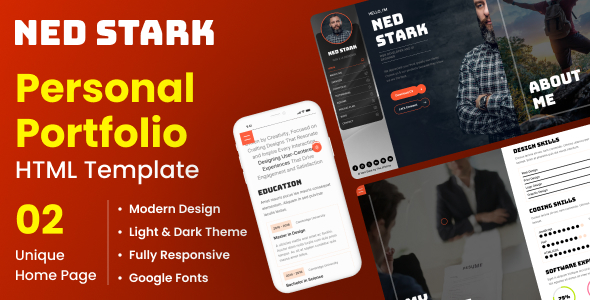 Personal Portfolio CV Resume HTML Template - Ned Stark