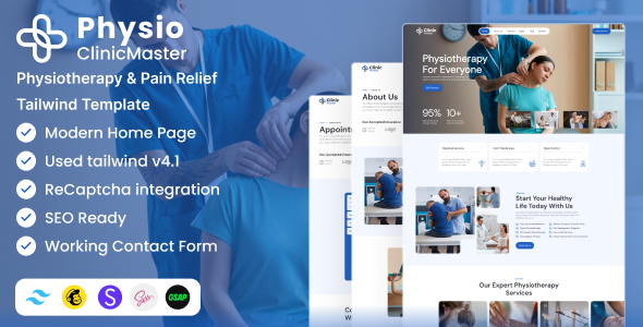 ClinicMaster - Physiotherapy & Chiropractic Tailwind CSS Template