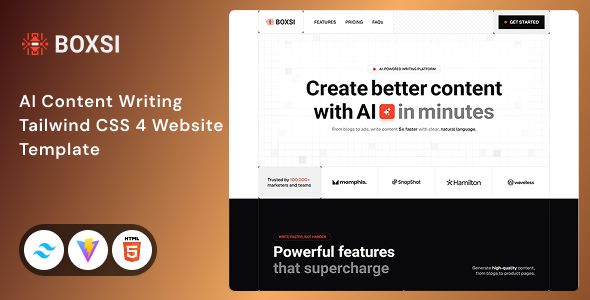 Boxsi - AI Agency & Technology Tailwind CSS 4 Website Template