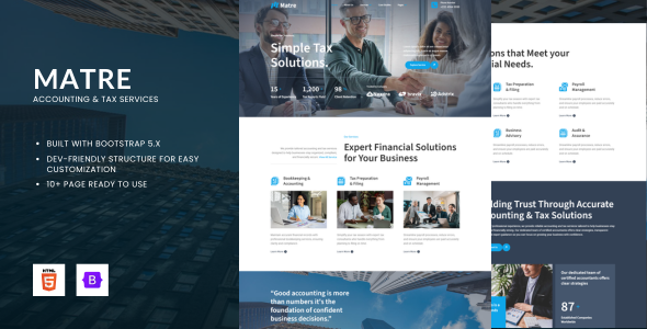 Matre - Accounting & Tax Services HTML Bootstrap Template