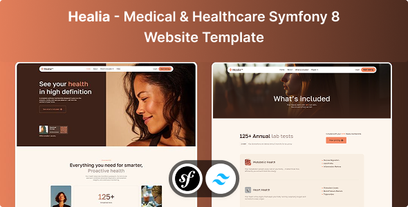 Healia - Medical & Healthcare Symfony 8 & Tailwind CSS Website Template