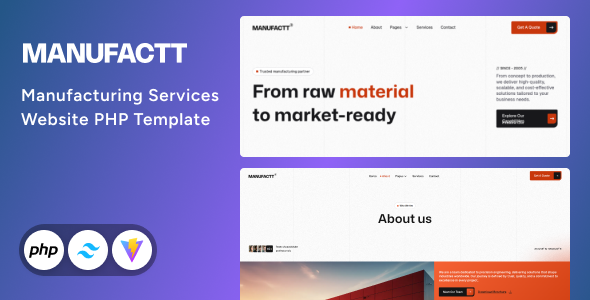 Manufactt - Manufacturing Services Website PHP Template