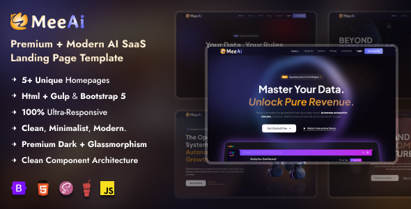 MeeAi - Modern AI SaaS & Tech Landing Page HTML Template