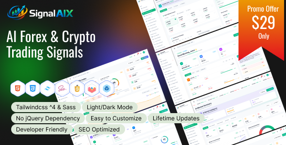 SignalAIX – AI Forex & Crypto Trading Signals Dashboard HTML Template