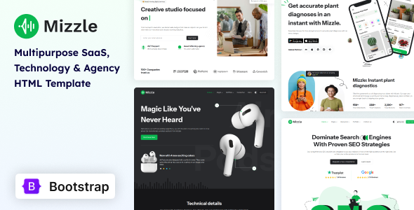Mizzle - Multipurpose SaaS, Startup, Technology & Agency HTML Bootstrap Template