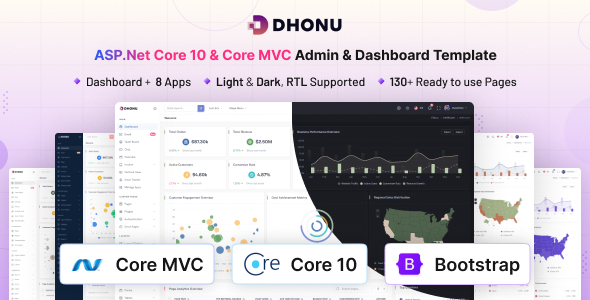 Dhonu - ASP.Net Core 10 & Core MVC Admin & Dashboard Template