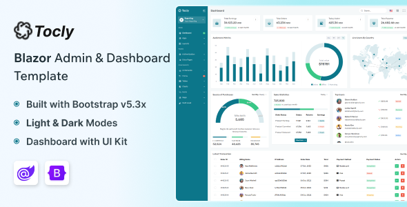 Tocly - Blazor Admin & Dashboard Template