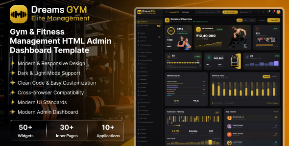 Dreams Gym - Gym & Fitness Management HTML Admin Dashboard Template