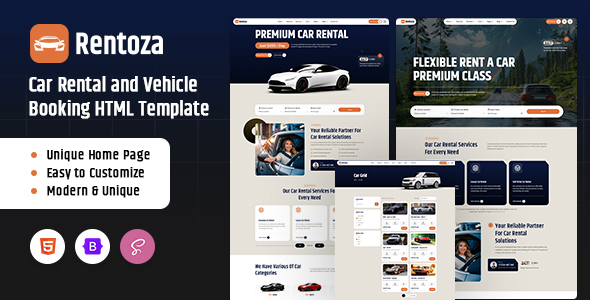 Rentoza - Car Rental and Vehicle Booking HTML Template