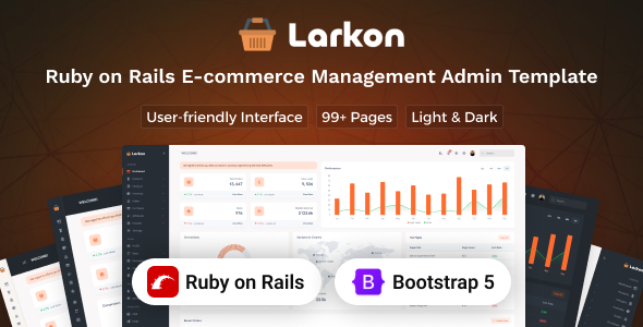 Larkon - Ruby on Rails Ecommerce Management Admin & Dashboard Template
