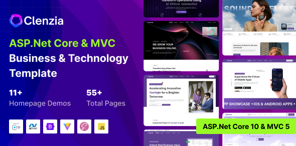 Clenzia - Business & Technology ASP.Net Core 10 & MVC 5 Template