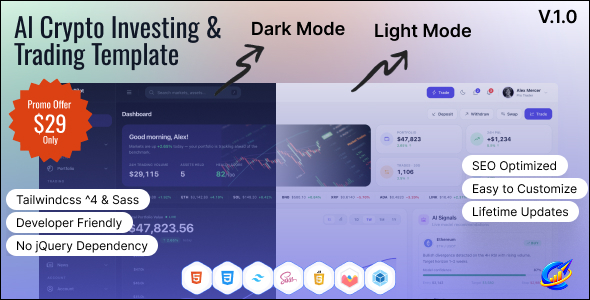 CryptoPilot – AI Crypto Investing & Trading Dashboard HTML Template