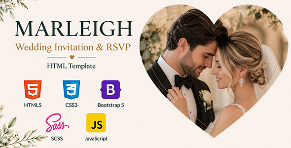 MARLEIGH - Wedding Invitation & RSVP HTML Template