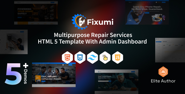 Fixumi – Multipurpose Repair Services HTML5 Template With Admin Dashboard